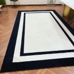 Black & White Geometric Designed Hand-Tufted Carpet