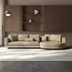 Brown Minimalist small Apartment Straight Row Combination Down Sofa