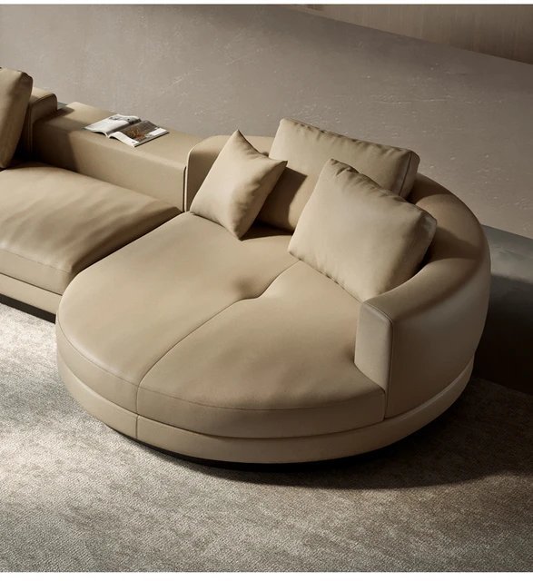 Brown Minimalist small Apartment Straight Row Combination Down Sofa - Image 3