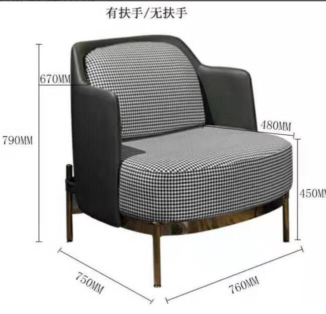 Leather and Black-White Stripe Fabric Accent Chair - Image 2