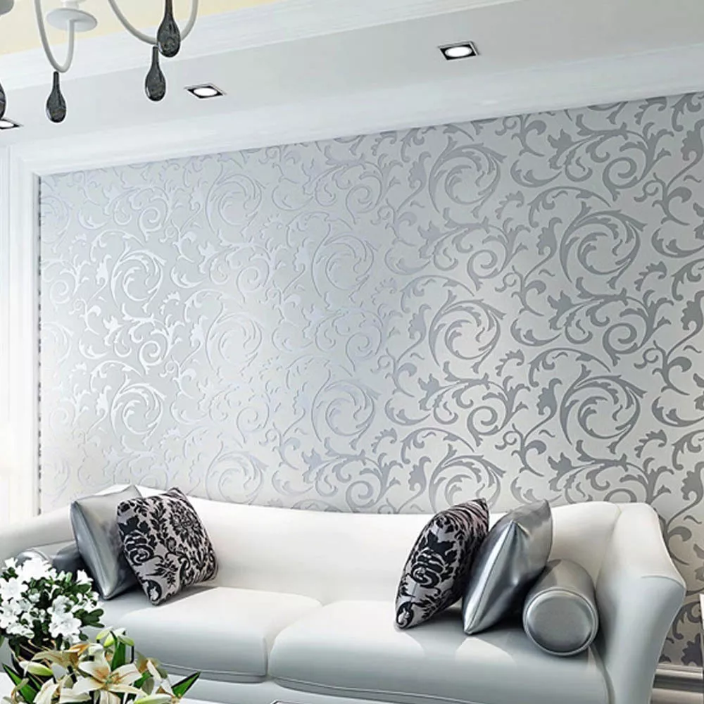 Modern Grey Living Room Wallpaper - Image 3